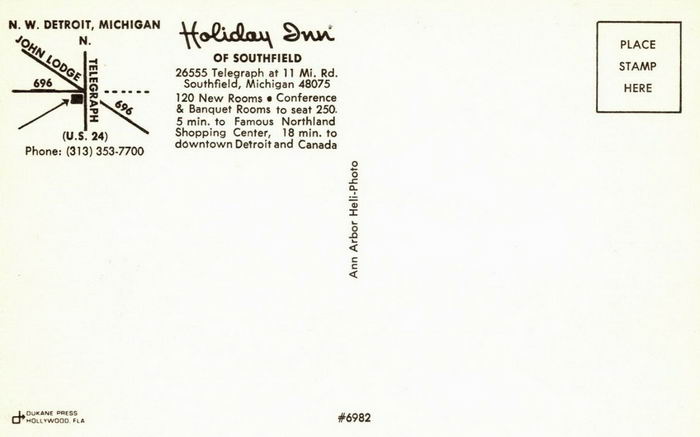 Holiday Inn - Southfield (Radisson Hotel Southfield-Detroit) - Old Postcard